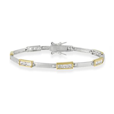 Sterling Silver Two Tone CZ Bracelet