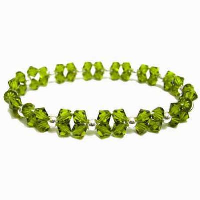 Sterling Silver Olive Swarovski Elements Beaded Bracelet