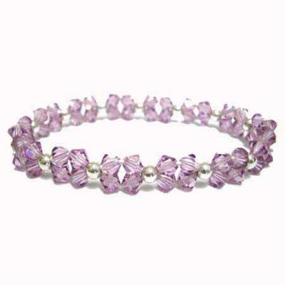 Sterling Silver Lavender Swarovski Elements Beaded Bracelet