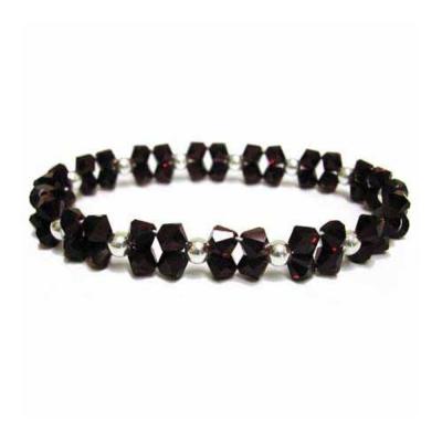 Sterling Silver Ruby Red Swarovski Beaded Crystal Bracelet