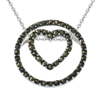 Sterling Silver 3-in-1 Marcasite Heart & Circle Pendant