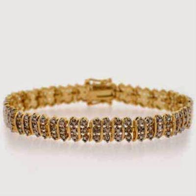 18K Gold Over Silver 1/8ct. TDW S Pattern Tennis Bracelet