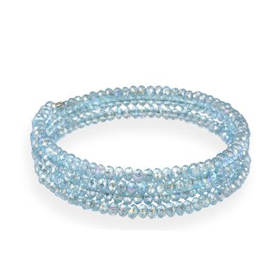 Light Blue Glass Bead Coil Bracelet