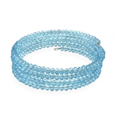 Blue Glass Bead Coil Bracelet