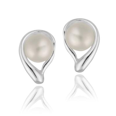 Sterling Silver Freshwater Cultured Peart Teardrop Stud Earrings