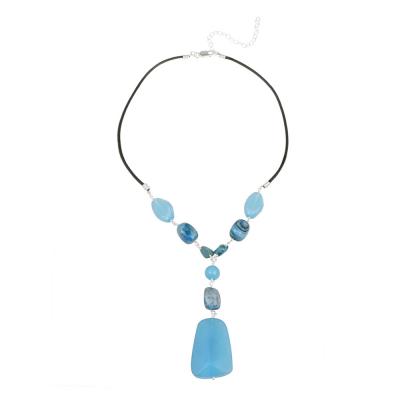 Sterling Silver Created Turquoise & Blue Quartz Nugget Necklace
