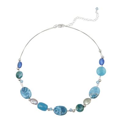 Sterling Silver Blue Multi Stone Necklace
