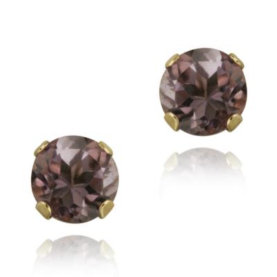 14K Yellow Gold 4/5ct Amethyst Stud Earrings, 5mm