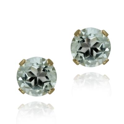 14K Yellow Gold 2.1ct Blue Topaz Stud Earrings, 6mm