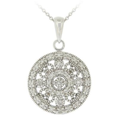 Sterling Silver CZ Filigree Medallion Necklace