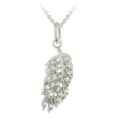 Sterling Silver CZ Leaf Necklace