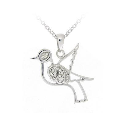 Sterling Silver Diamond Accent Dove Necklace