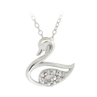 Sterling Silver Diamond Accent Swan Necklace