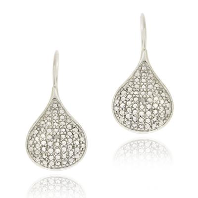 Sterling Silver Diamond Accent Teardrop Drop Earrings