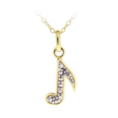 18k Gold over Sterling Silver Diamond Accent Musical Note