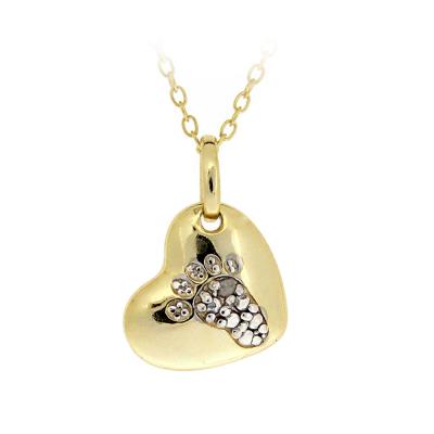 18k Gold over Sterling Silver Diamond Accent Paw Heart Necklace