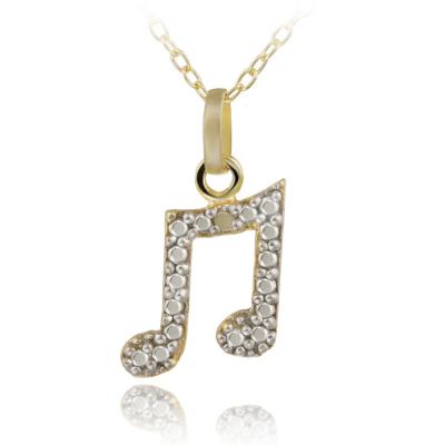 18K Gold over Sterling Silver Diamond Accent Music Note Necklace