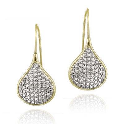18K Gold over Sterling Silver Diamond Accent Teardrop Drop Earrings