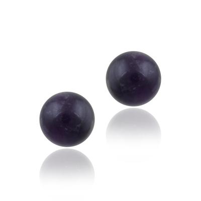 Sterling Silver Dogtooth Amethyst Bead Stud Earrings, 8mm