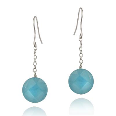 Sterling Silver Blue Quartz Drop Dangle Earrings