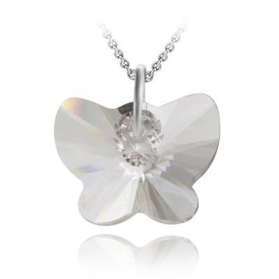 Sterling Silver Clear Swarovski Elements Butterfly Necklace