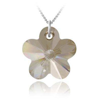 Sterling Silver Golden Shadow Swarovski Elements Flower Necklace