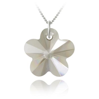 Sterling Silver Silver Shadow Swarovski Elements Flower Necklace