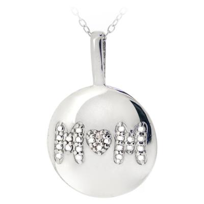 Sterling Silver Diamond Accent MOM Circle Necklace