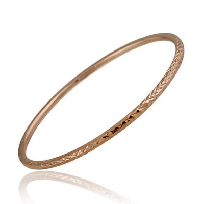 18K Rose Gold over Sterling Silver 3mm Diamond-Cut Bangle