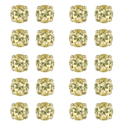 Sterling Silver 5ct Citrine 4mm Stud Earrings, Set of 10
