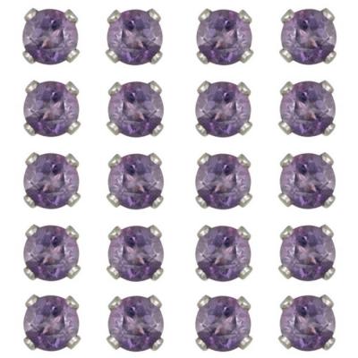 Sterling Silver 8ct Amethyst 5mm Stud Earrings, Set of 10