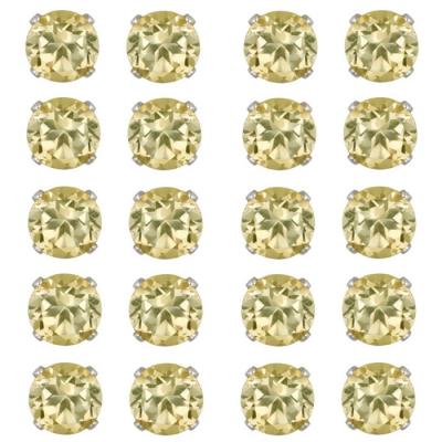 Sterling Silver 8ct Citrine 5mm Stud Earrings, Set of 10