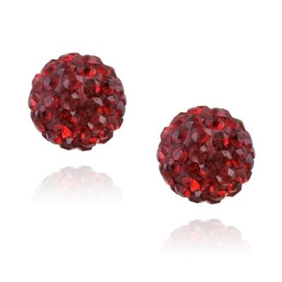 Sterling Silver Red Crystal Fireball Stud Earrings, 8mm