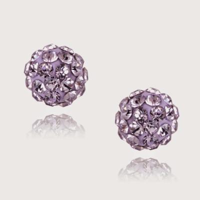 Sterling Silver Violet Crystal Fireball Stud Earrings, 6mm