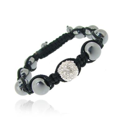 Crystal Fireball & Hematite 10mm Adustable Shamballa Bracelet