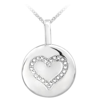 Sterling Silver Diamond Accent Heart Circle Necklace