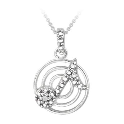 Sterling Silver Diamond Accent Musical Note Disc Necklace