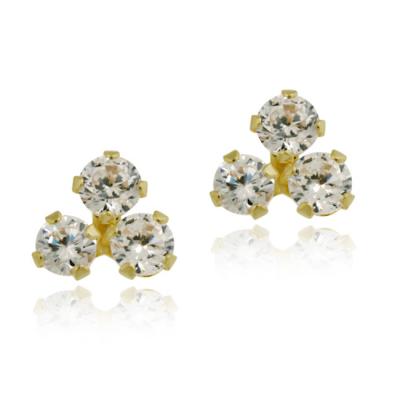 10K Gold Cubic Zirconia Cluster Mini Stud Earrings