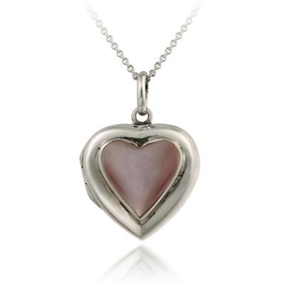 Sterling Silver Pink Shell Heart Locket Pendant