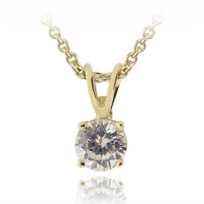 18K Gold Plated 1/2ct CZ Round Solitaire Necklace, 5mm