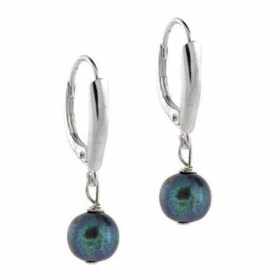 Sterling Silver Freshwater Cultured Peacock Pearl Leverback Earrings
