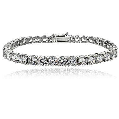 Silver Tone 16.5ct CZ Round Tennis Bracelet