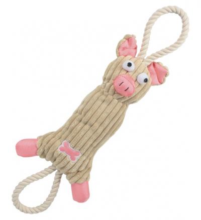 Jute and Rope Plush Pig Dog Toy