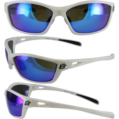 Birdz Swift White Frame Sunglasses with Blue Revo Lenses
