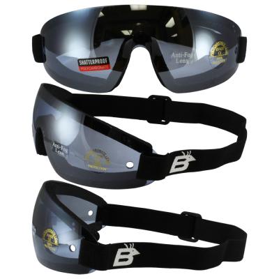 Birdz Wing Face Hugging Riding or Sky Diving Goggles with Blue Lenses