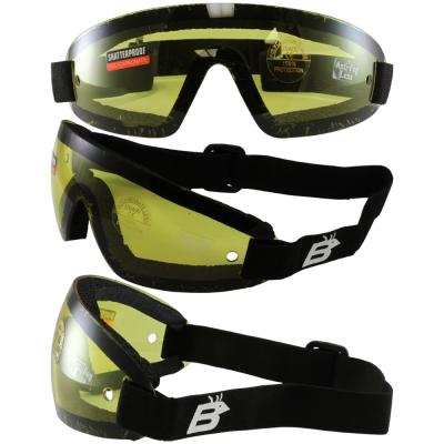 Birdz Wing Face Hugging Riding or Sky Diving Goggles with Yellow Lenses