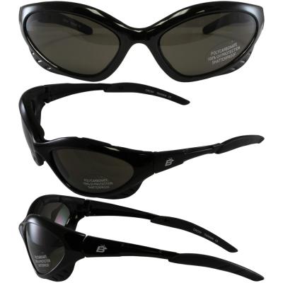 Birdz Crow Aerodynamic Sleek Padded Riding Glasses with Smoke Lenses