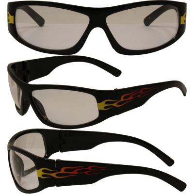 Birdz Blackbird Aggro-Look Flame Frame Riding Glasses with Clear Lenses