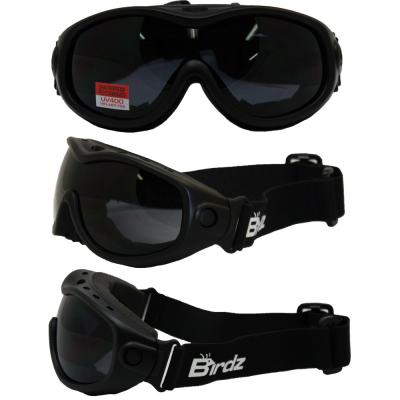 Birdz Heron Matte Black Riding Goggles with Smoke Lenses