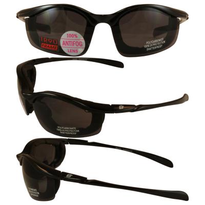 Birdz Snipe Motorcycle Glasses with Smoke Shatterproof Anti-Fog Polycarbonate Lenses and Removable Wind Blocking Foam